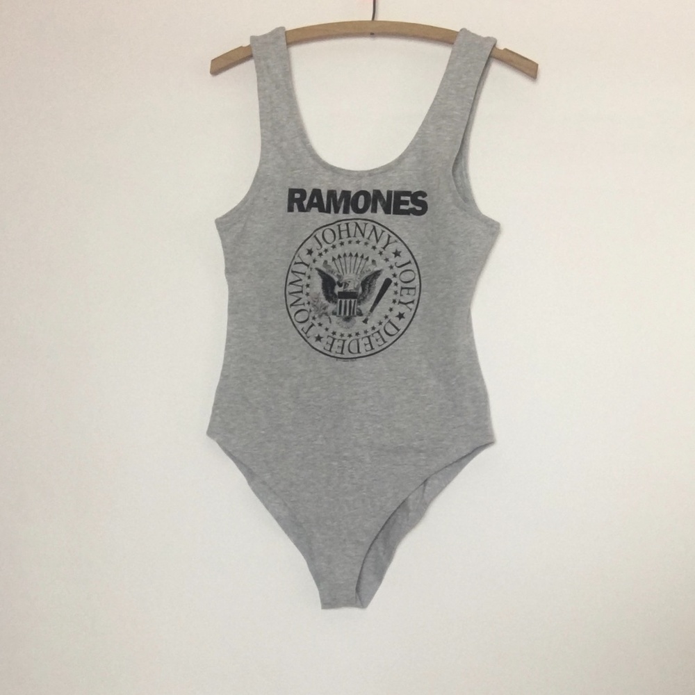 NWOT Small Grey Body Suit - RAMONES
